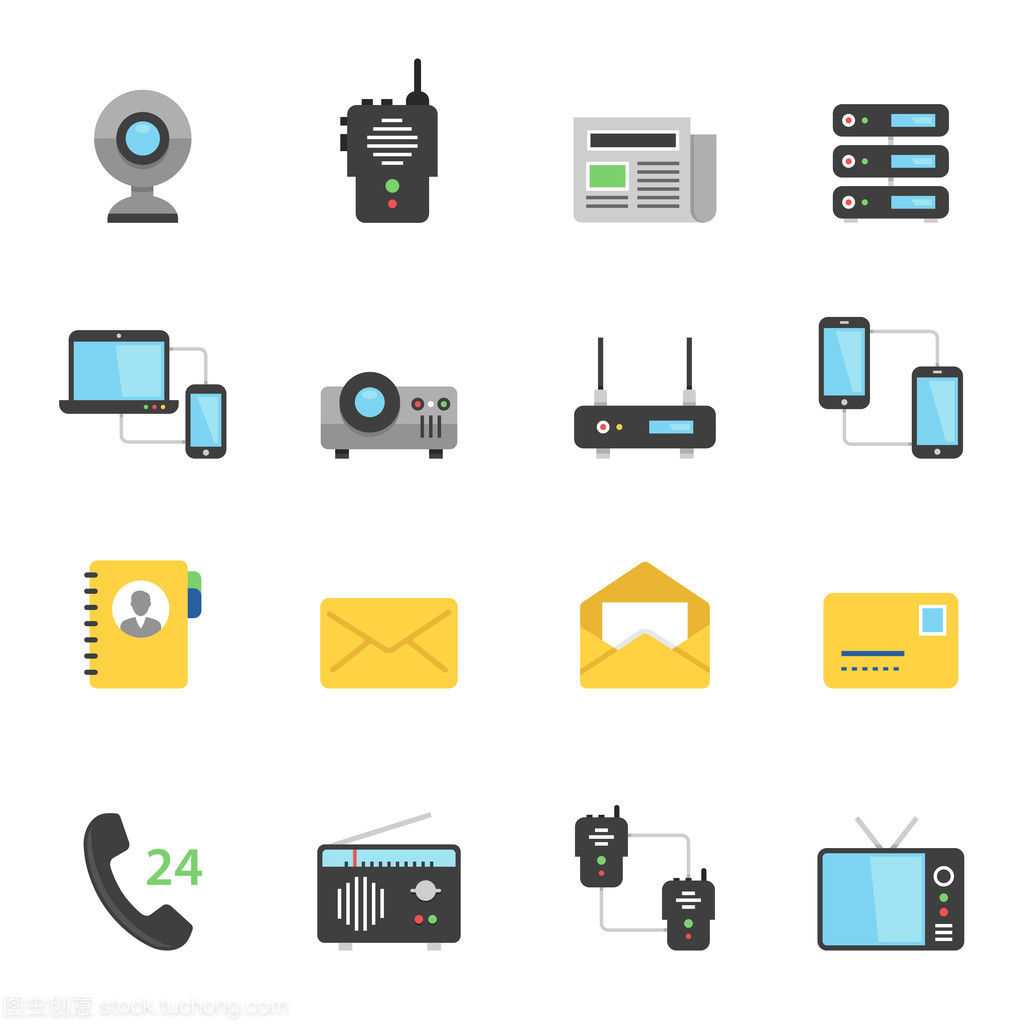 顏色圖標集 通信設(shè)備與通訊設(shè)備的視覺設(shè)計